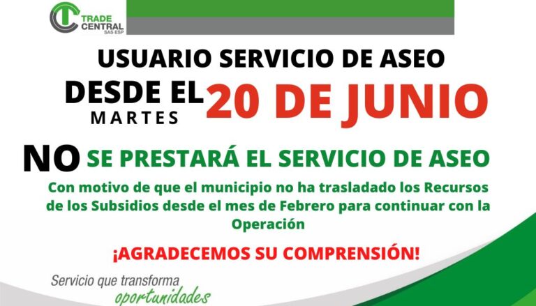 Imagen de la noticia de Suspensión del Servicio desde 20 de Junio 2023